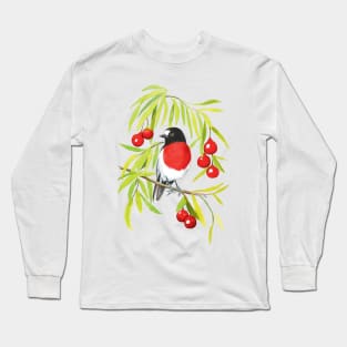 Scarlet Robin on Quandong tree Long Sleeve T-Shirt